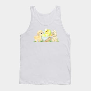 Bunny,Chicken,Lamb,Wicker,Basket and Easter Eggs Tank Top